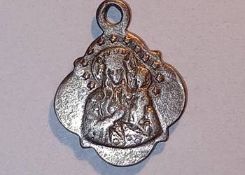 Stary medalik vintage Matka Boska Częstochowska Serce Jezusa PR