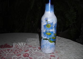 KOBALTOWY WAZONIK Z CHABRAMI - DECOUPAGE