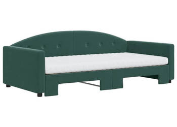 Sofa rozsuwana z materacami ciemnozielona aksamit 100x200 cm WM-3197334