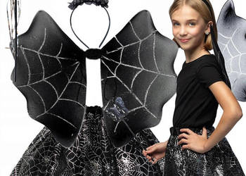 Strój przebranie na halloween spódnica pająk opaska motyl skrzydła