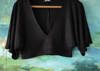 koszulka  bluzka crop top  z szerokimi rękawami dekolt bawełniana przewiewn