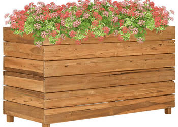 Podwyższona donica 100x40x55 cm drewno tekowe z recyklingu/stal WM-47425