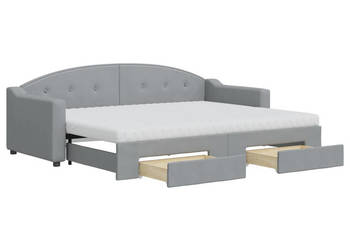 Sofa rozsuwana z szufladami jasnoszara tkanina 80x200 cm WM-3197579