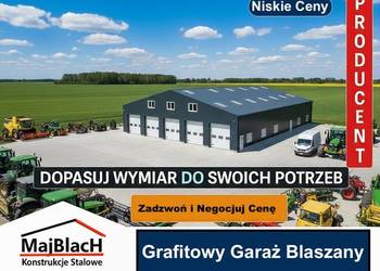 A146-DUŻY Grafitowy GARAŻ BLASZANY Dwuspadowy | Hala  - Maj-Blach