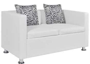 Sofa 2-osobowa ze skóry syntetycznej biała WM-242212