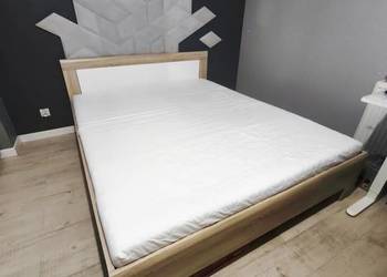 Łóżko 160x200cm dąb sonoma + stelaż + materac piankowy termoplastyczny