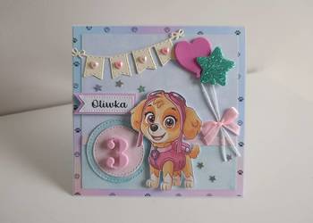 Personalizowana kartka na urodziny ręcznie robiona Paw Patrol Skye
