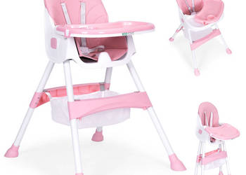 Fotelik krzesełko do karmienia dzieci tacka kosz 5-punktowe pasy różowy EC…