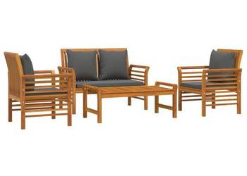 vidaXL 4-cz. zestaw wypoczynkowy do ogrodu, poduszki(SKU:3058098)