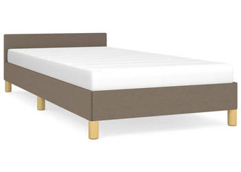 Rama łóżka z zagłówkiem bez materaca taupe tkaniną 90x200 cm WM-347387