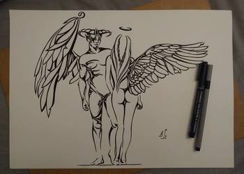 Rysunek: anioł/demon - cienk - blok t. A3 250 g/m2