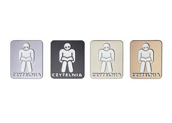 Oznaczenie toalet, pobudzające do uśmiechu "CZYTELNIA". Art. CLIGO 565