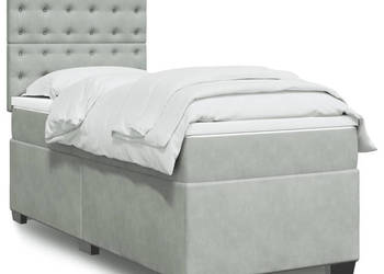 Łóżko kontynentalne z materacem jasnoszare aksamit 80x200 cm WM-3290774