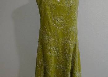 Sukienka Laura Ashley Limonkowa Zdobiona Haftem Bawełniana 46/48