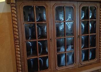 Witryna dębowa, przeszklona wraz z szafką RTV