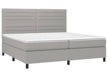 Łóżko kontynentalne z materacem jasnoszare tkanina 200x200cm WM-3134981