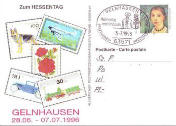 Kart. z koresp. filat. do Polski  1996