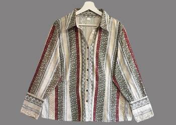 Damska bawełniana koszula wzorzysta kolorowa z długim rękawem 48/4XL