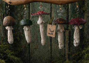 Wieszak na klucze dekoracja ozdoba na ścianę grzybki grzyby