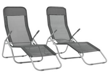 vidaXL Składane leżaki, 2 szt., textilene, antracytowe(SKU:44340)