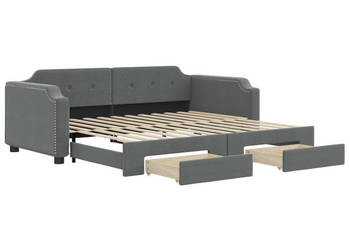 Sofa rozsuwana z szufladami ciemnoszara tkanina 80x200 cm WM-3197666