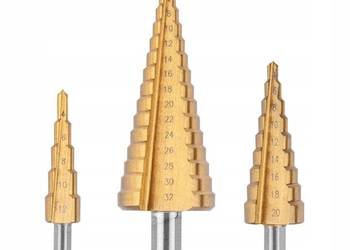 WIERTŁA STOŻKOWE STOPNIOWE HSS 4-32mm KOMPLET 3SZT