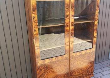 Witryna Biblioteka ART-DECO Orzech Politura Stara Antyk Po Renowacji.