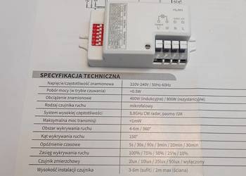 Czujnik mikrofalowy do włączania oświetlenia 230V