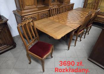 Piękny rozkładany stół Ludwikowski z 6 krzesłami stan dobry transport meble