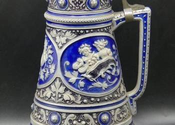 Kamionkowy dzban na wino okuwany cyną