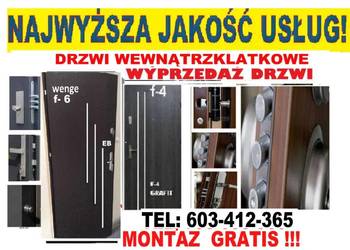 Drzwi z montażem zewnętrzne wewnątrzklatkowe drewniane i metalowe