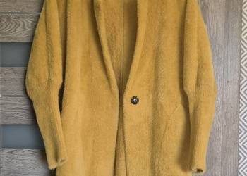 Miękki Płaszcz ALPAKA oversize – Musztardowy / Miodowy – stan idealny