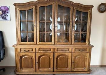 Biblioteka gabinetowa kredens witryna dębowa dąb rustykalny