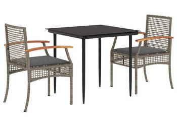 3-cz. zestaw mebli ogrodowych z poduszkami szary rattan PE WM-3213610