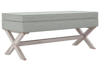 Stołek ze schowkiem jasnoszary 110x45x49 cm aksamit WM-344525