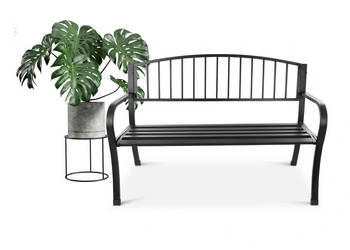 Ławka ogrodowa z oparciem parkowa na taras balkon metalowa konstrukcja