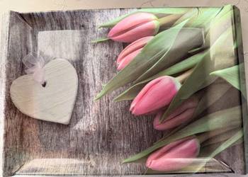 Dekoracyjna Taca Prostokątna Patera Tulipany Serce Home & Deco