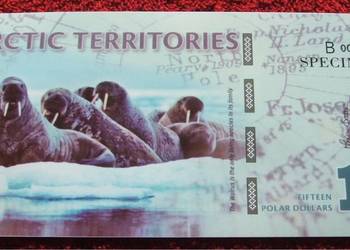Banknot 15 DOLLARS ARKTYKA MORSY Polimerowy UNC UNIKAT Banknot 15 DOLLARS ARKTYKA MORSY Polimerowy UNC UNIKAT