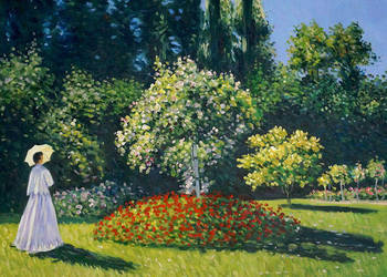 Obraz olejny Kobieta w ogrodzie - Claude Monet
