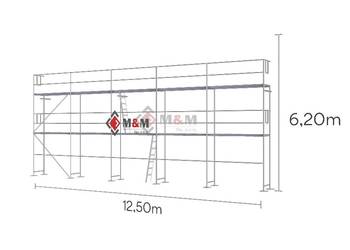NOWE 77,5 m2 Rusztowanie 12,5x6,2m Ramy stalowe 2 alum.-sklejkowy 2,5m