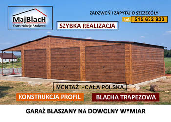 Garaż DREWNOPODOBNY Złoty Dąb - Producent - Montaż Gratis  -Maj-Blach
