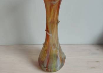Wazon przeźroczysty kolorowy PRL 34,5 cm
