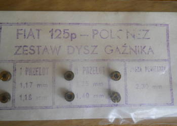 Komplet dysz gażnika Fiata 125, FSO, Polonez