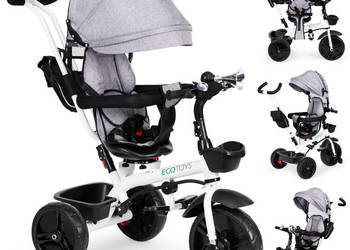 Rowerek trójkołowy obrotowy 360° szary z daszkiem ECOTOYS