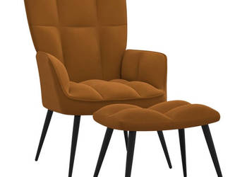 Fotel z podnóżkiem brązowy obity aksamitem WM-328092