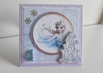 Kartka ręcznie robiona urodzinowa Kraina lodu Elsa handmade Kartka ręcznie robiona urodzinowa Kraina lodu Elsa handmade