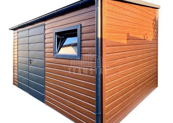 Schowek - domek ogrodowy 4x2m brama dwuskrzydłowa okno rynna TS1157