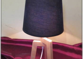 Lampa nocna stołowa drewniana LOFT geometria 45cm