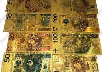 ZŁOTE BANKNOTY CERTYFIKAT Komplet 8 szt ZŁOTO 24 karat