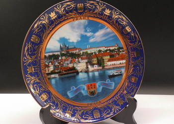 Porcelanowy talerz pamiątka z Pragi, stolicy Czech